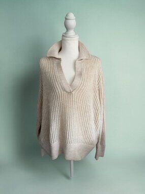 ZARA Cream Collared Sweater Size XL Womens